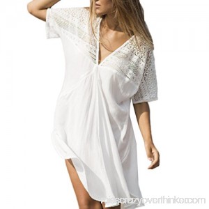 Auwer Cover up Dress Women's Lace Swimwear Cover up Dress Beach Sexy Swimsuit Smock Blouse White B078N46S7V